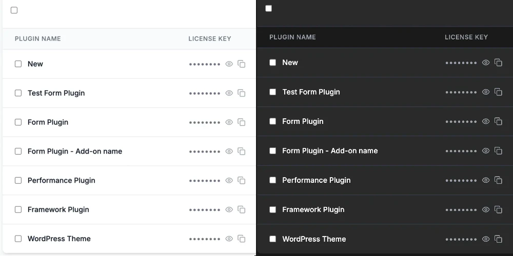 Dark mode and light mode comparison